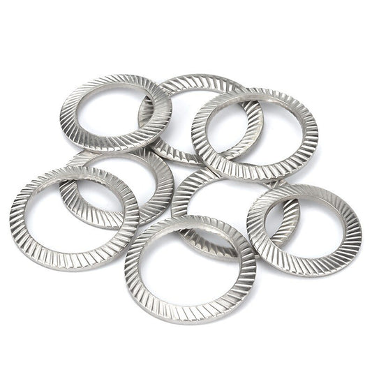 SERRATED LOCKING WASHERS CONCAVE ANTI VIBRATION SCHNORR TYPE A2 STAINLESS STEEL