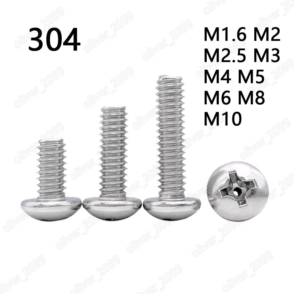 304 Stainless Steel Phillips Cross Pan Head Hollow Screws M2/M3/M4/M5/M6/M8/M10