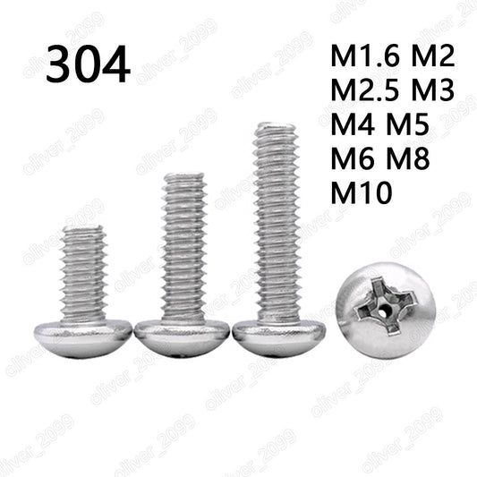 304 Stainless Steel Phillips Cross Pan Head Hollow Screws M2/M3/M4/M5/M6/M8/M10