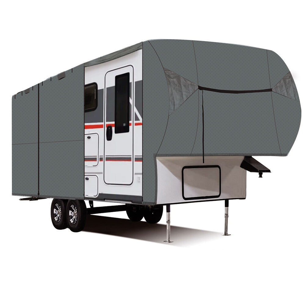 ya 10 5.28.2 New 33'-37' ft 4-layer 5-wheel RV camper storage gray protective cover with UV protection 