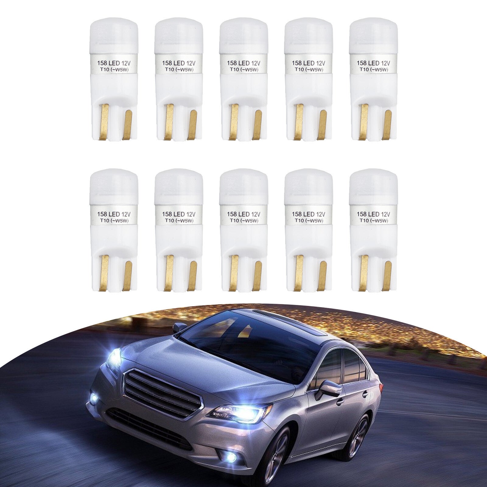 ya 1 8.5.1 10X For LED Retrofit 158W LED/T10 W5W 12V 1W W2.1X9.5D 6000K U1