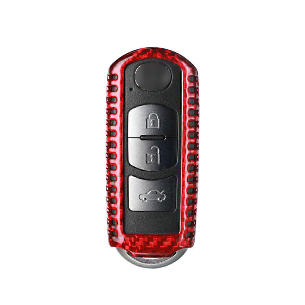 ya 5 8.7 Remote Key Fob Cover Fit for Mazda 2 3 5 6 CX-3 CX-5 CX-9 2009- Carbon Fiber Red wa