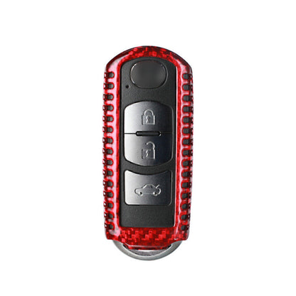 ya 5 8.7 Remote Key Fob Cover Fit for Mazda 2 3 5 6 CX-3 CX-5 CX-9 2009- Carbon Fiber Red wa