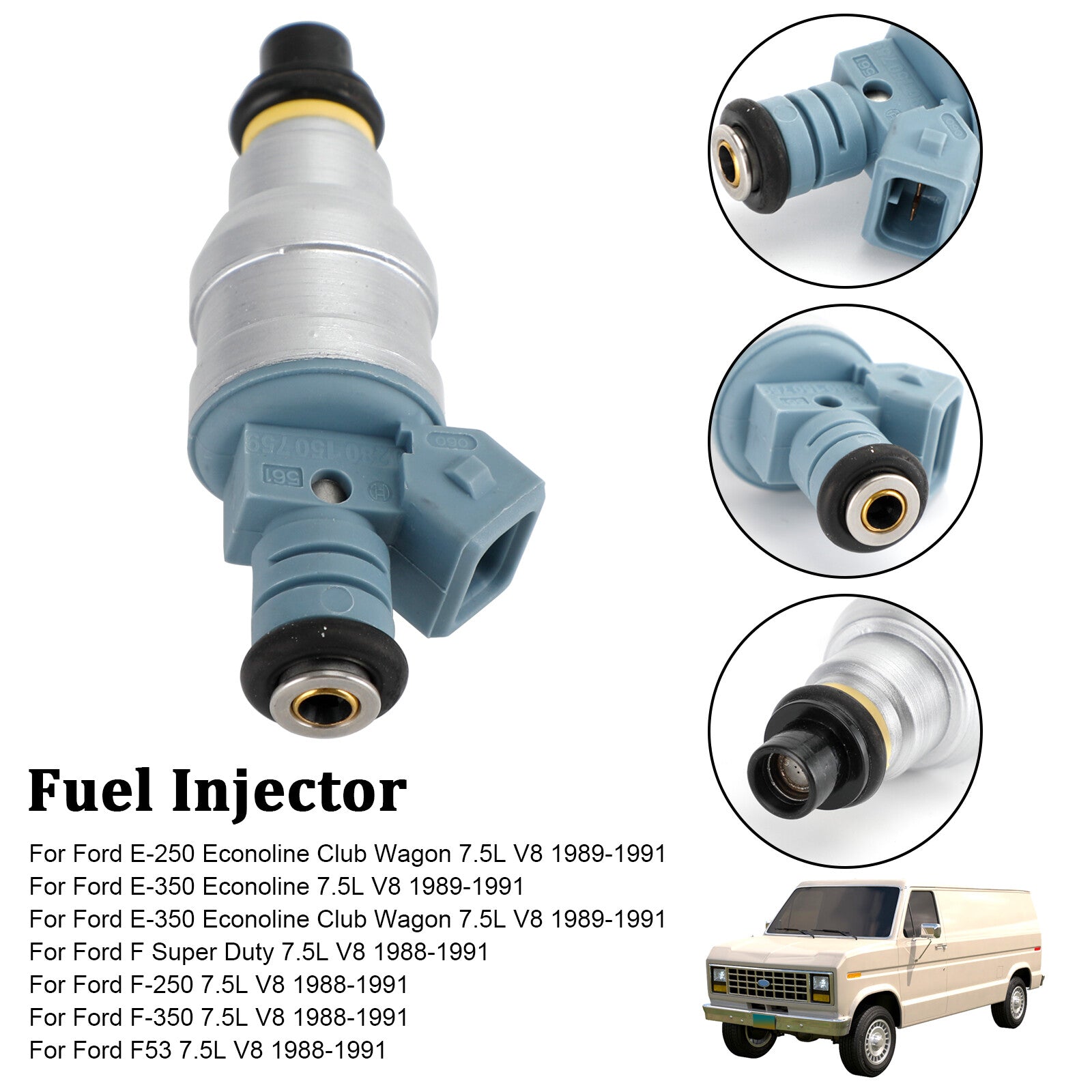 ya 1 8.5.3 1PCS Fuel Injector 0280150759 for E-250 E-350 7.5L V8 1988-1991 822-11120