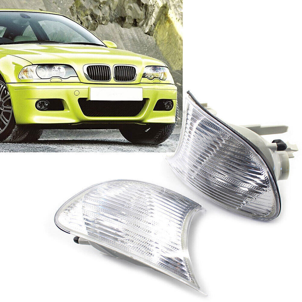 ya 5 6.16.2 for BMW E46 3-Series 2DR 00-01 2x Corner Light Clear Truen Signal Lens