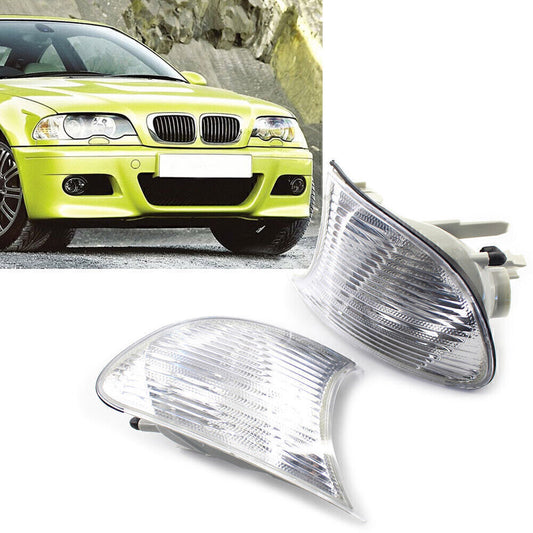 ya 5 6.16.2 for BMW E46 3-Series 2DR 00-01 2x Corner Light Clear Truen Signal Lens