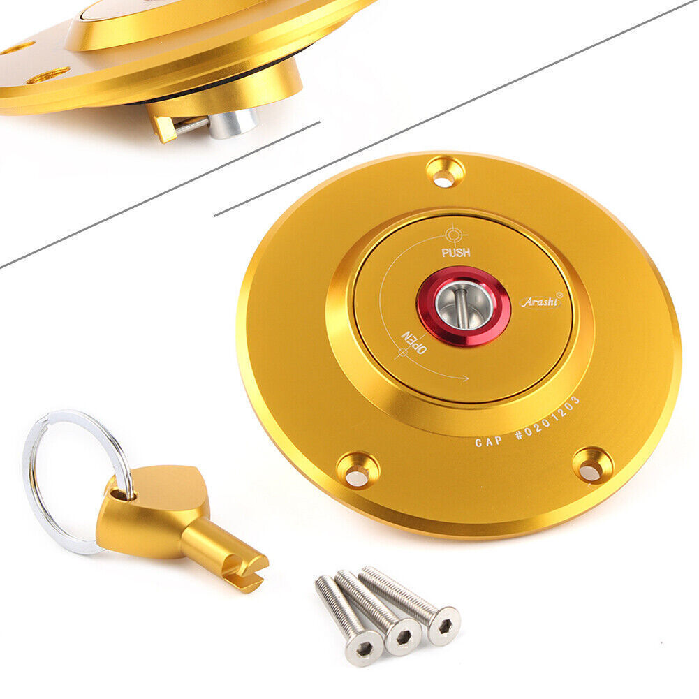 ya 2 6.30 Gas Fuel Tank Cap & Key for Kawasaki ZX-10R 2004-05 ZX-9R 2000-2003 Gold
