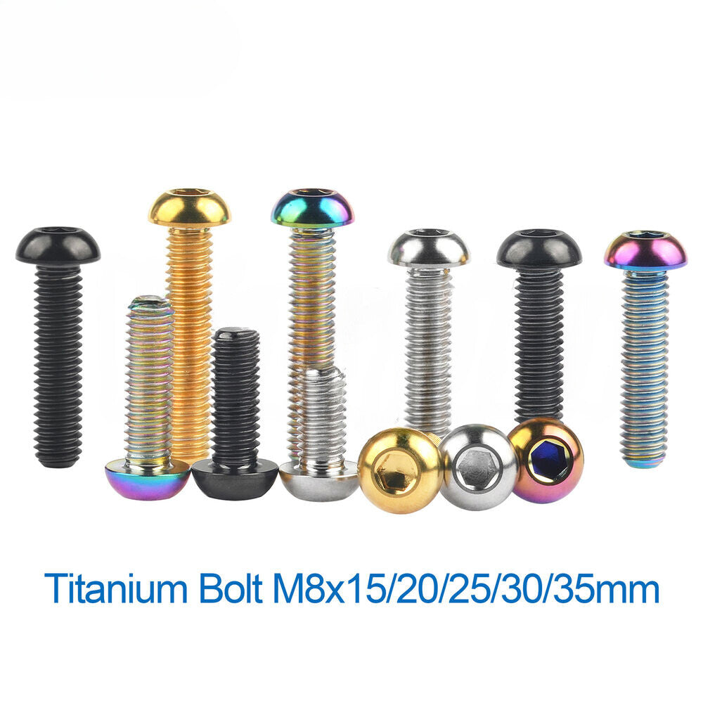 Titanium Bolt M8x1.25 Button Head Hex Screw Grade 5 Ti Fastener 15 20 25 30 35mm