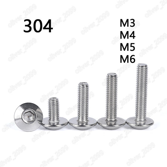 304 Stainless Steel Umbrella Mushroom Shape Hex Socket Bolts Screws M3 M4 M5 M6