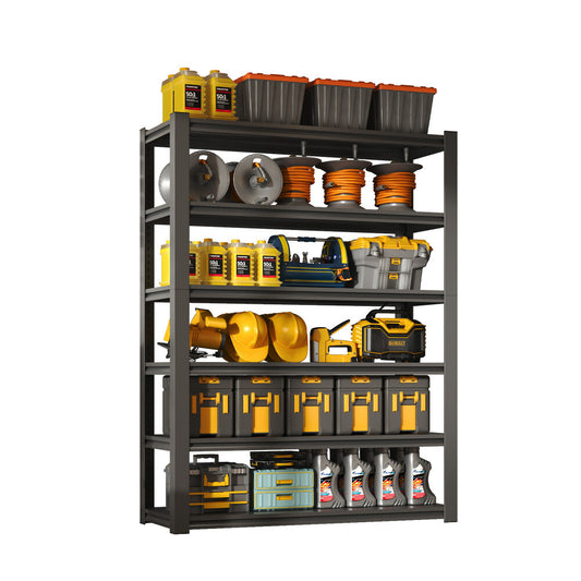 ya 28 82 H Black 6 Tier Metal Storage Shelves Adjustable Garage 2400LBS Heavy Duty