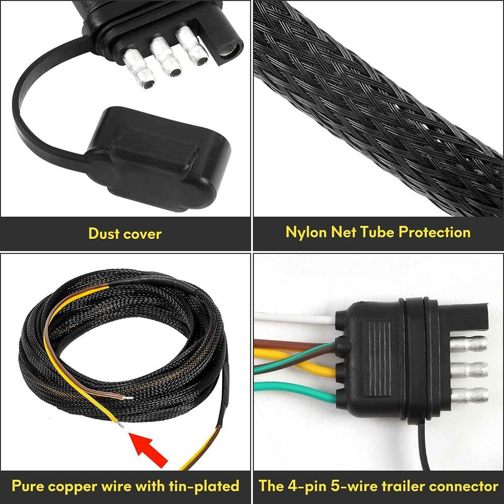 ya 1 7.13 NEW 18 22.9FT 4 Pin 5 WireTrailer Wiring Harness Kit Trailer Light Harness
