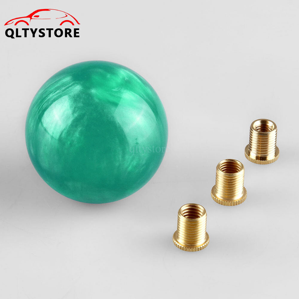 ya 11 6.5 1* Marble Style Round Ball Shift Knob Gear Shifter Head w/3 Adapters Light Green
