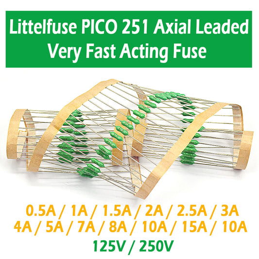 Littelfuse PICO 251 Axial Leaded Very Fast Acting Fuse 0.5A-10A 125V/250V