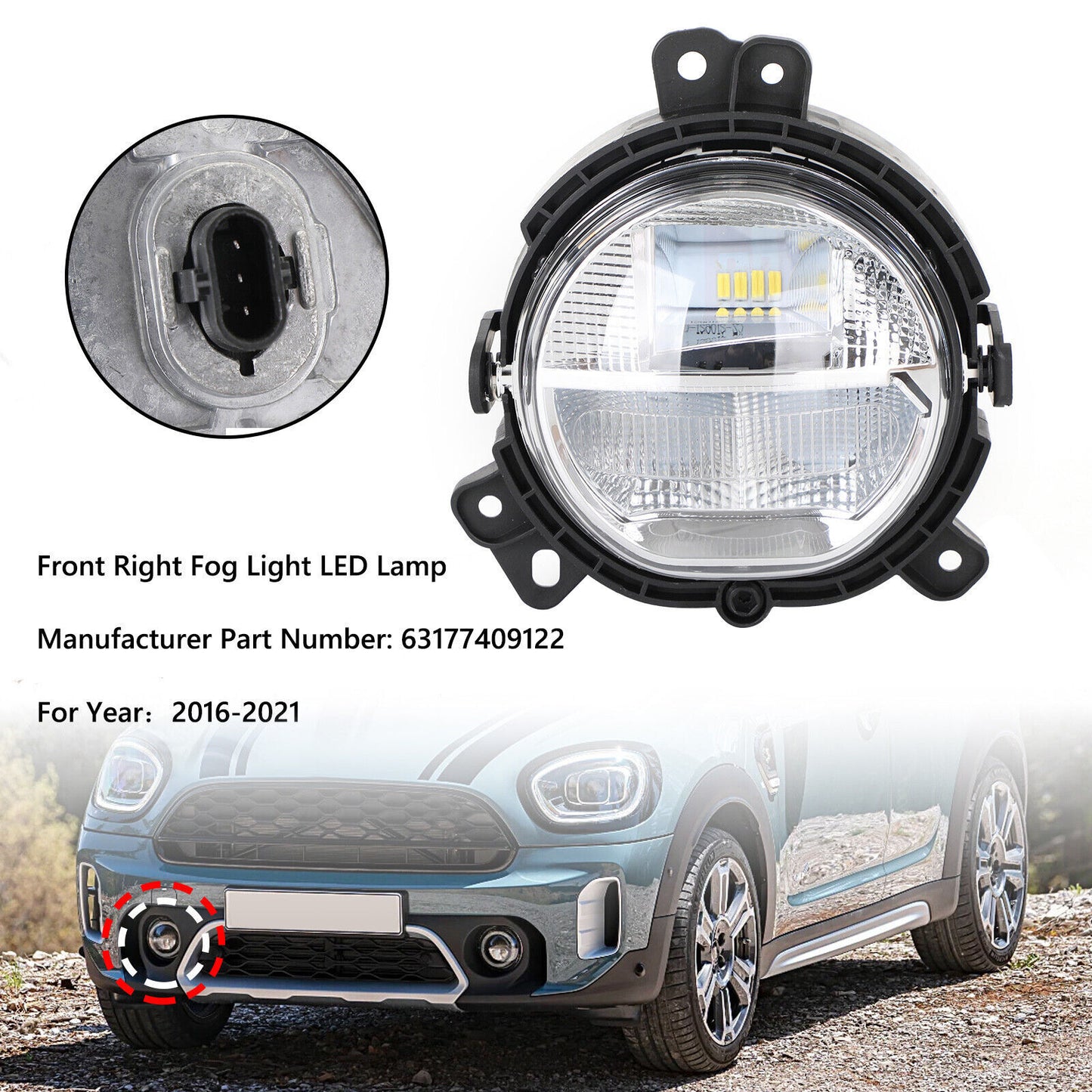 ya 1 8.5.1 Front Bumper Right Fog Light 63177409122 for Mini Countryman F60 2016-2021