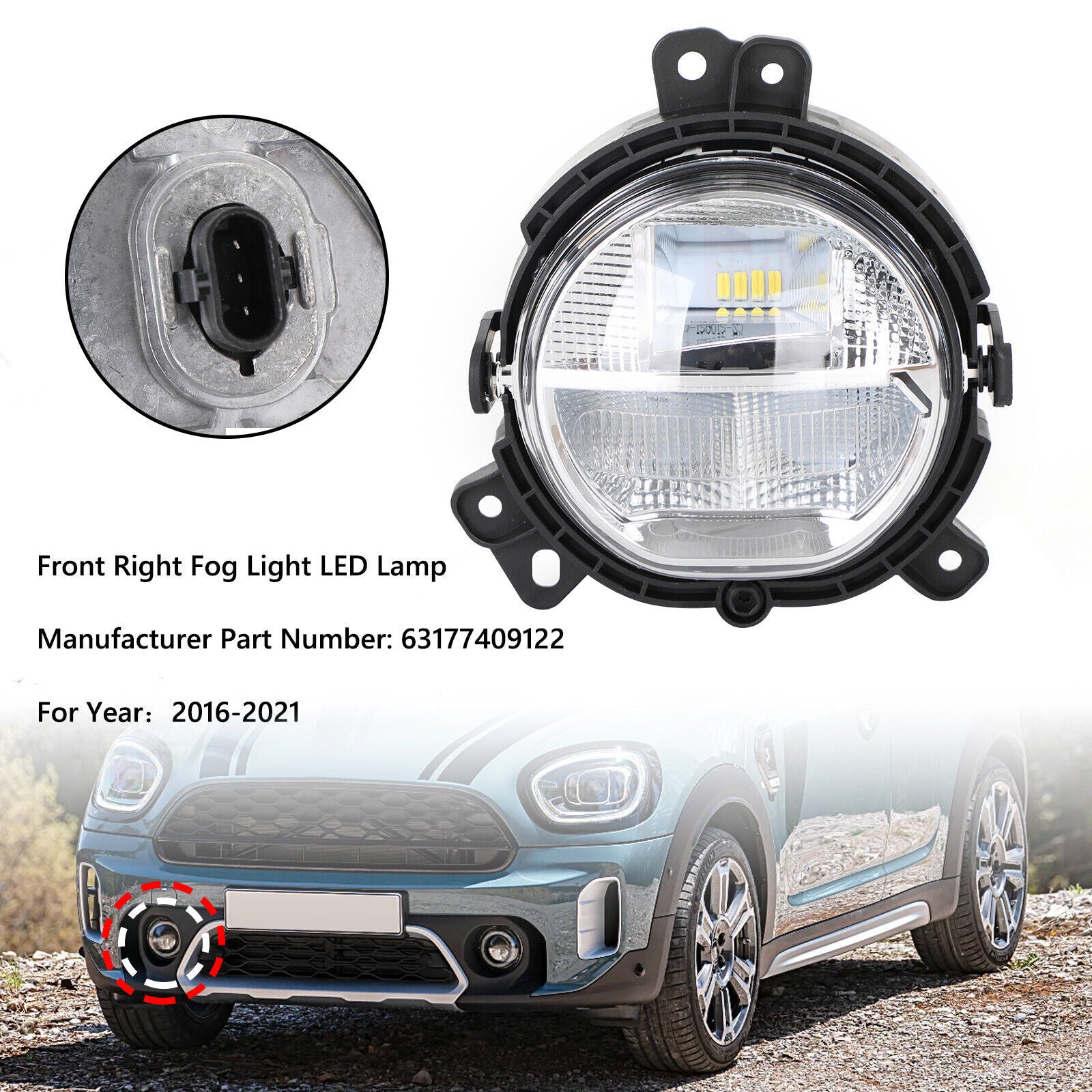 ya 1 8.5.1 Front Bumper Right Fog Light 63177409122 for Mini Countryman F60 2016-2021