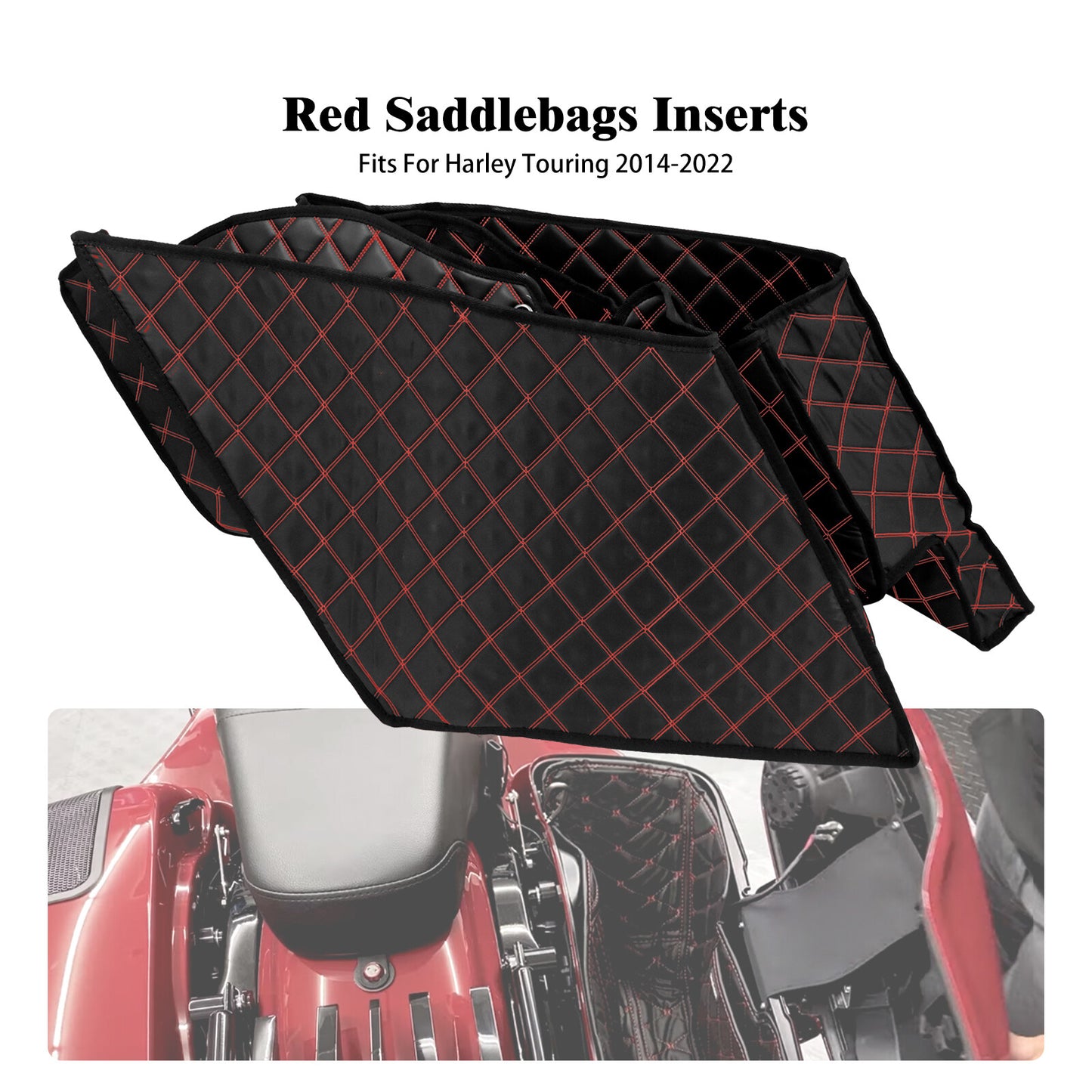 ya 11 6.5 5 Saddlebag Red Liners Stretched Bag Inserts for Harley Road Street Glide 14-23