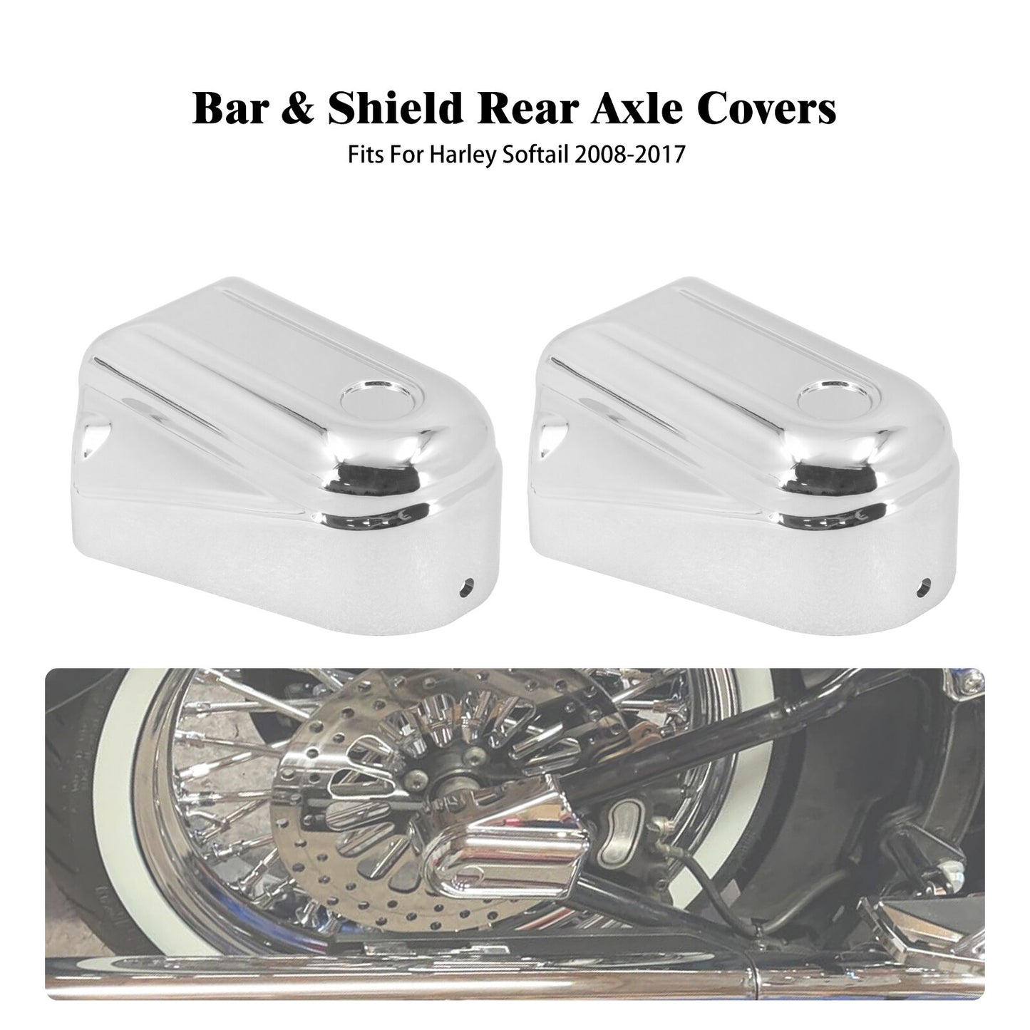 ya 5 8.7 Chrome Bar Shield Rear Axle Covers Swingarm for Harley Softail Slim Deluxe 08-17
