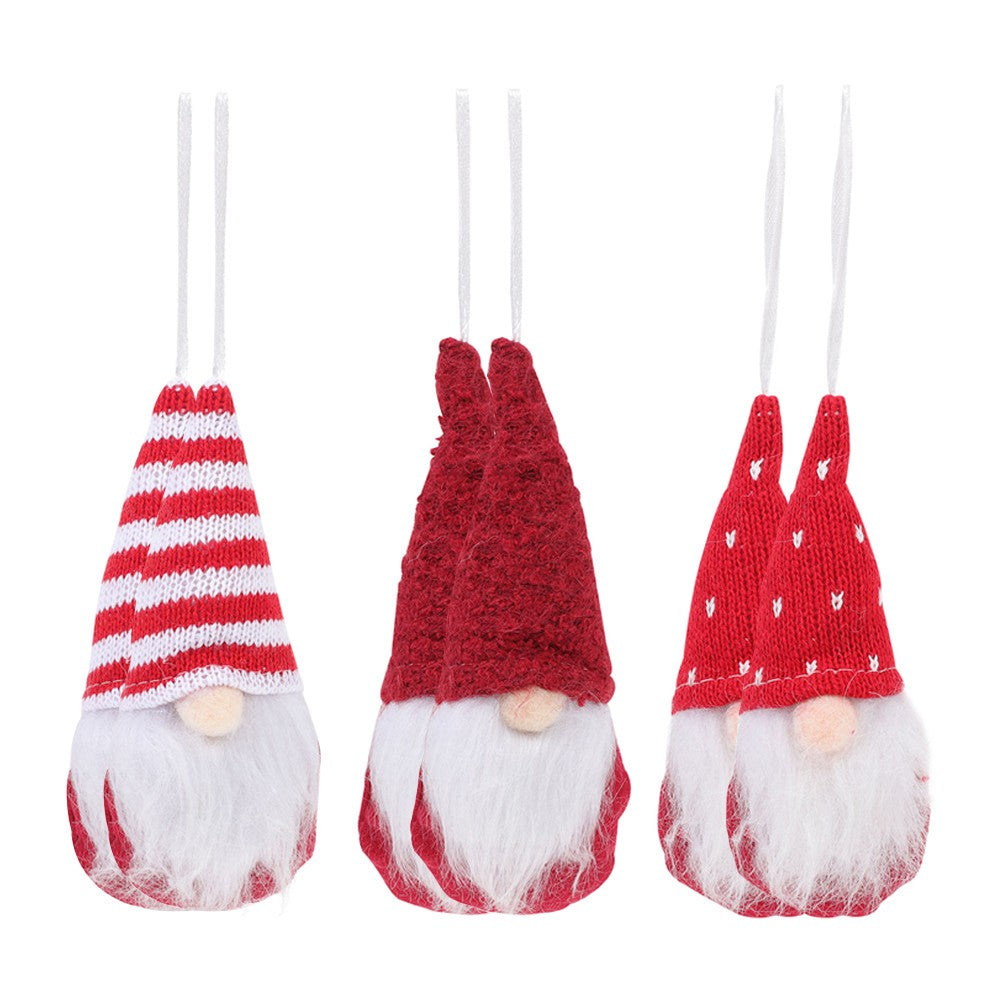 ya 25  6 Pcs Xmas Themed Gnome Hanging Decor Decorative Small Gnomes