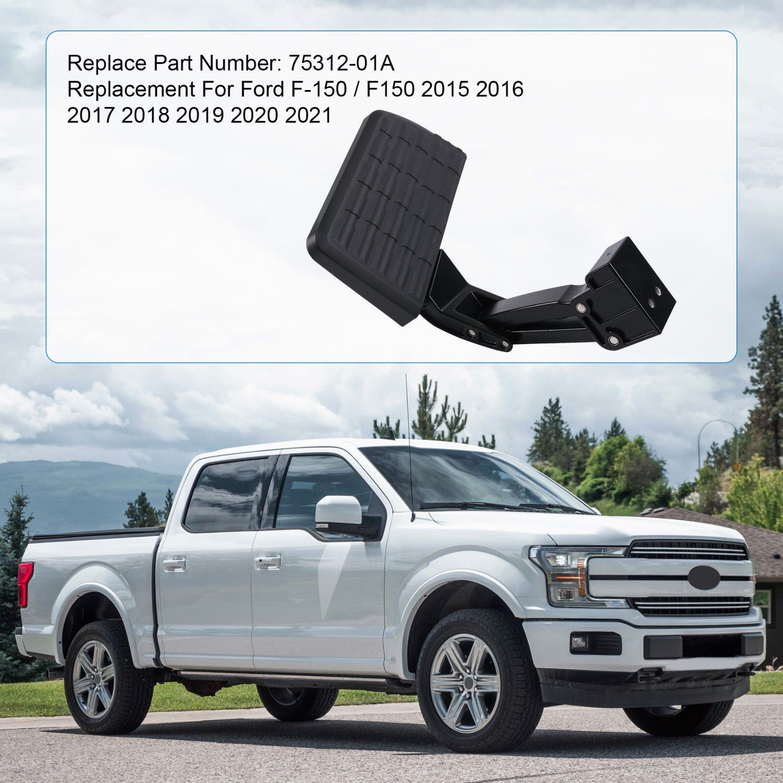 ya 5 8.7 75312-01A Rear Bumper Side Bed Steps for 2015 - 2020 for Ford F-150 F150 Pickup Trucks