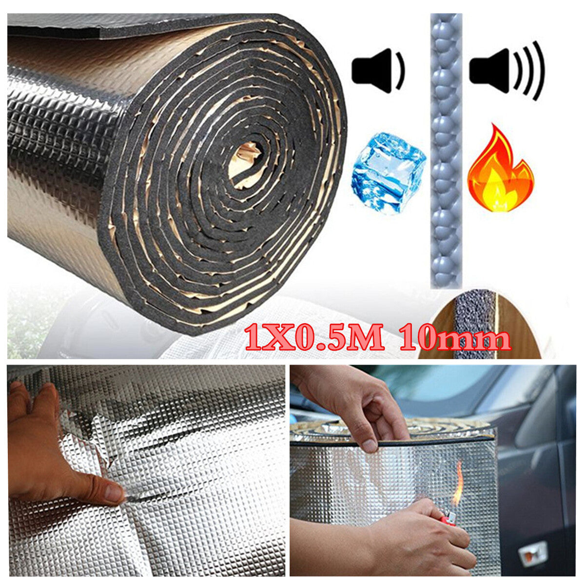 ya 5 8.7 Sound Mat Car Van Hood Deadening Sound Proofing Vibration Damping Mat 1*0.5m10mm