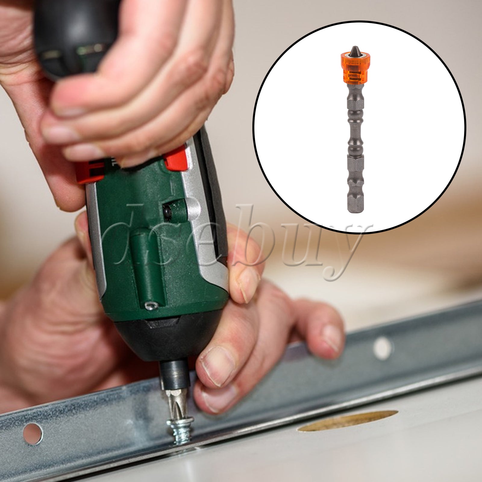 ya 26 10PCS Magnetic Collar Design Chrome Steel Screwdriver Bit 1/4 Hex Shank Orange