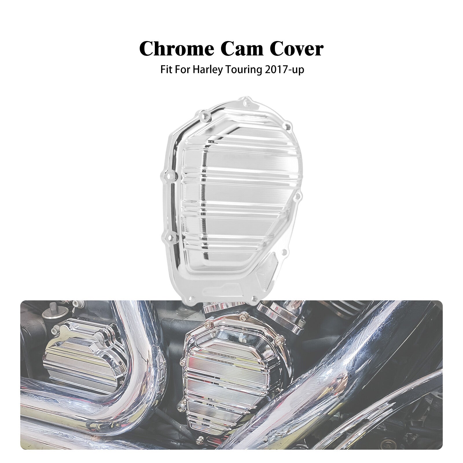 ya 3 6.23 Chrome Side Cam Engine Cover Fit for Harley Touring Road Electra Glide 2017-2023