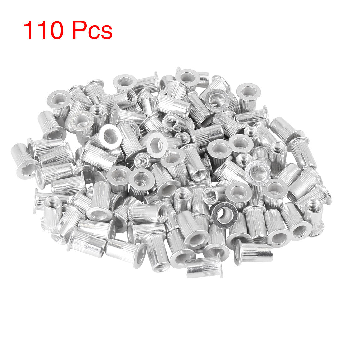 ya 2 7.15 110 Pcs M5 Silver Tone Aluminum Alloy Car Flat Head Rivet Nut Threaded Insert