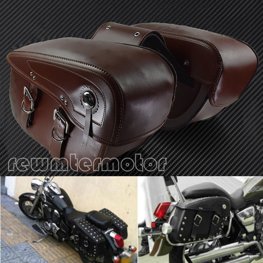 ya 11 6.5 Motorcycle Saddle Bags PU Leather Luggage Tool Bags Fit for Harley for Yamaha Brown