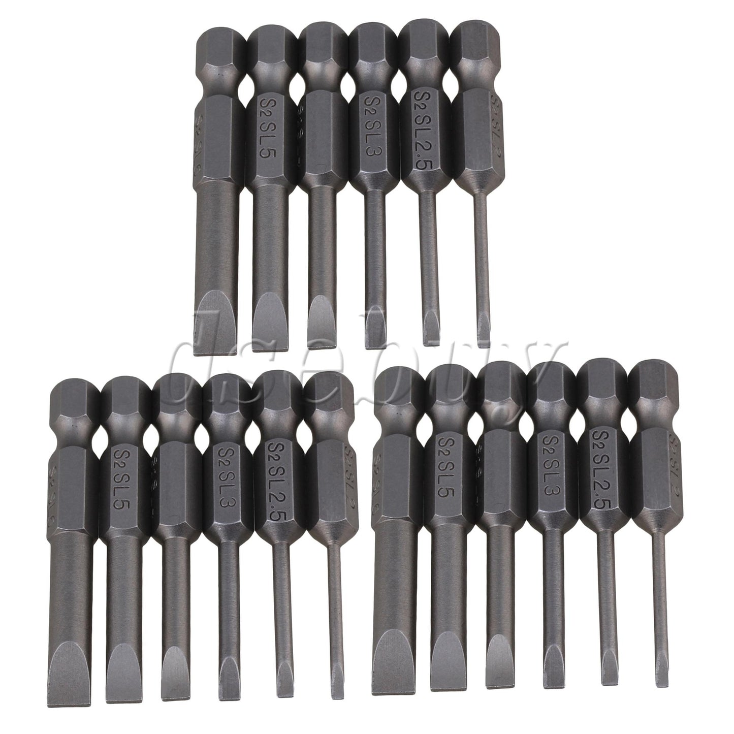 ya 26 18 Pieces S2 Steel Hex Handle Flat Head Screwdriver Bits 1/4 Inch