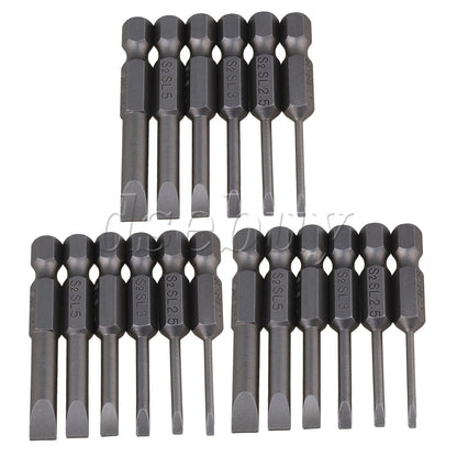 ya 26 18 Pieces S2 Steel Hex Handle Flat Head Screwdriver Bits 1/4 Inch