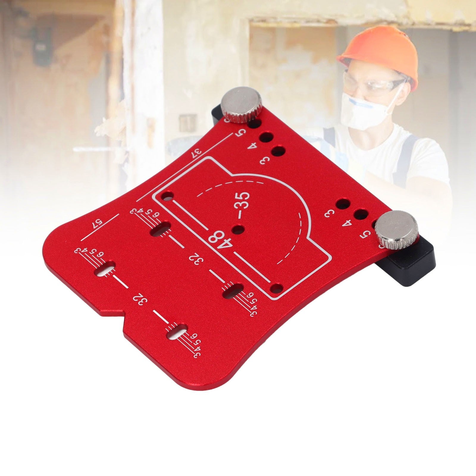 ya 17 Red 35mm Hinge Hole Jig Aluminum Alloy Drilling Guide Template Woodworking