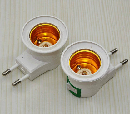ya 14 2x EU E27 Screw Socket Plug With Switch Bulb Bed Lamp Base Holder Plug Adapter
