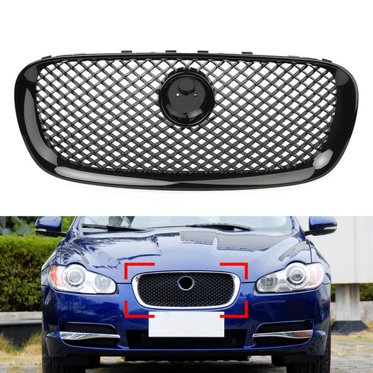 ya 3 6.23 1X Car Front Bumper Grille Grill ABS Fit for Jaguar XF 2008-2011 10 All Black