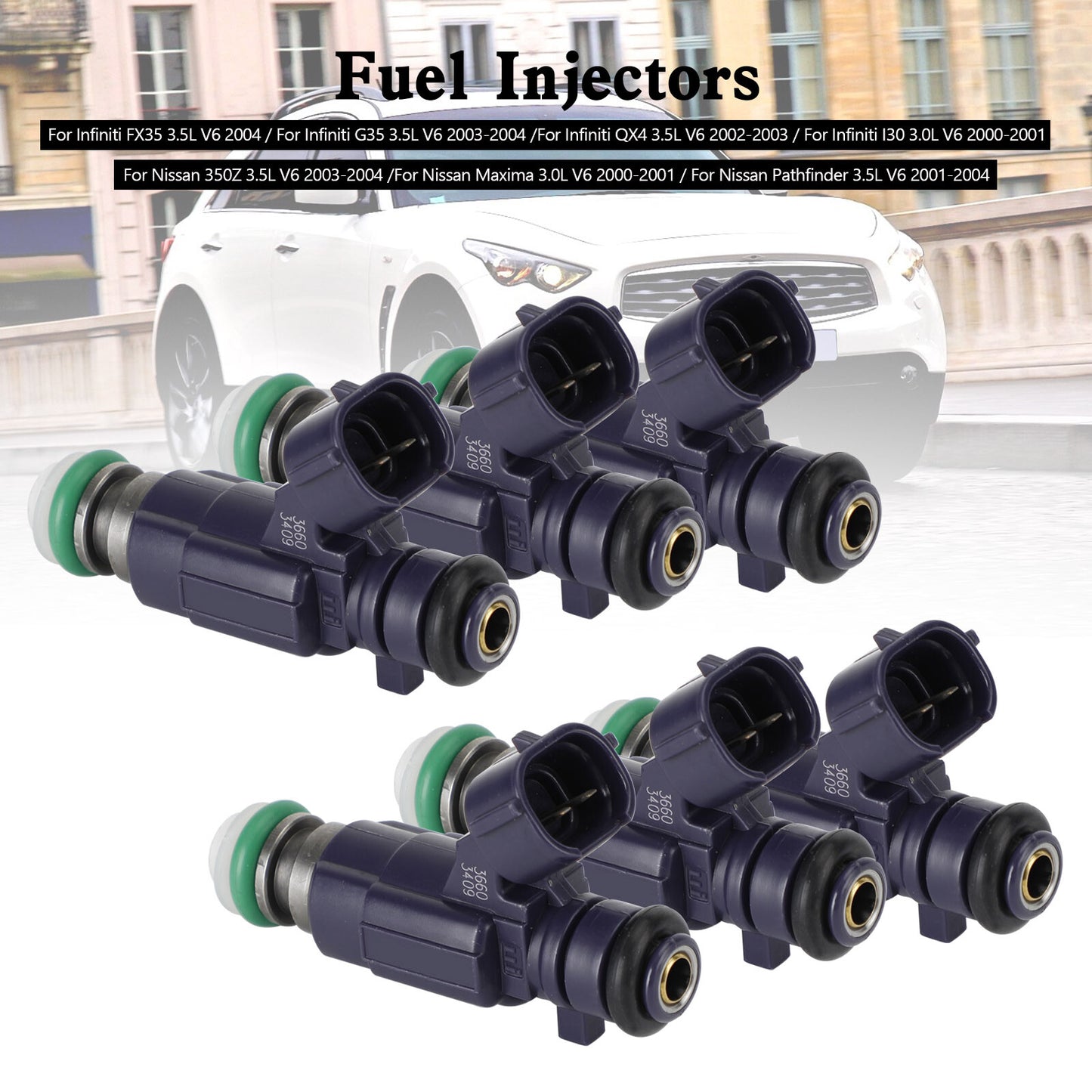 ya 1 8.5.2 6PCS Fuel Injectors FBJC100 for 350Z 2003-04 for Infiniti G35 2003-2004
