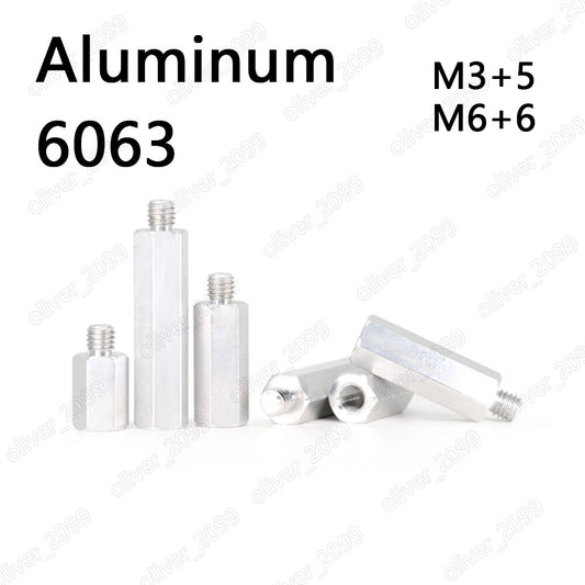 Male-Female Aluminum 6063 Hex Column Standoff Support Spacer Pillar M3+5 M6+6
