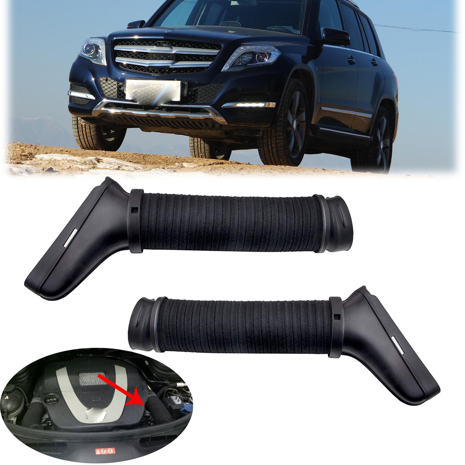 ya 6 6.12 Left+Right Side Air Intake Duct Hose Set For 2010 2011 2012 for Mercedes-benz GLK350