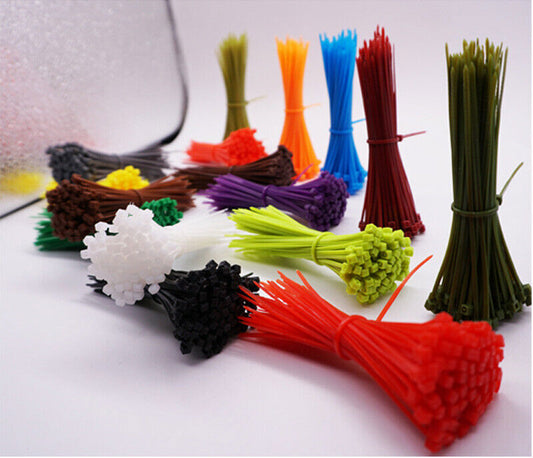 100 x Nylon Cable Ties Tie Extra Strong Premium Zip Ties Wrap Various Color Size