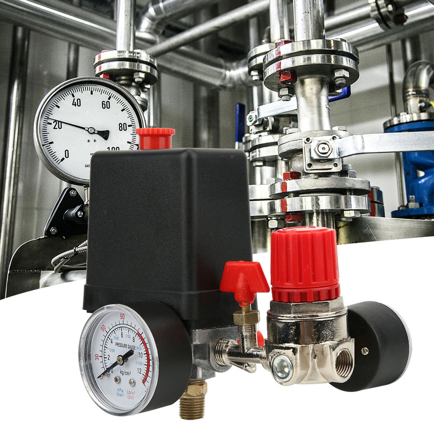 ya 14 Pressure Valve Switch 4-Holes Manifold Relief Regulator Gauges Air