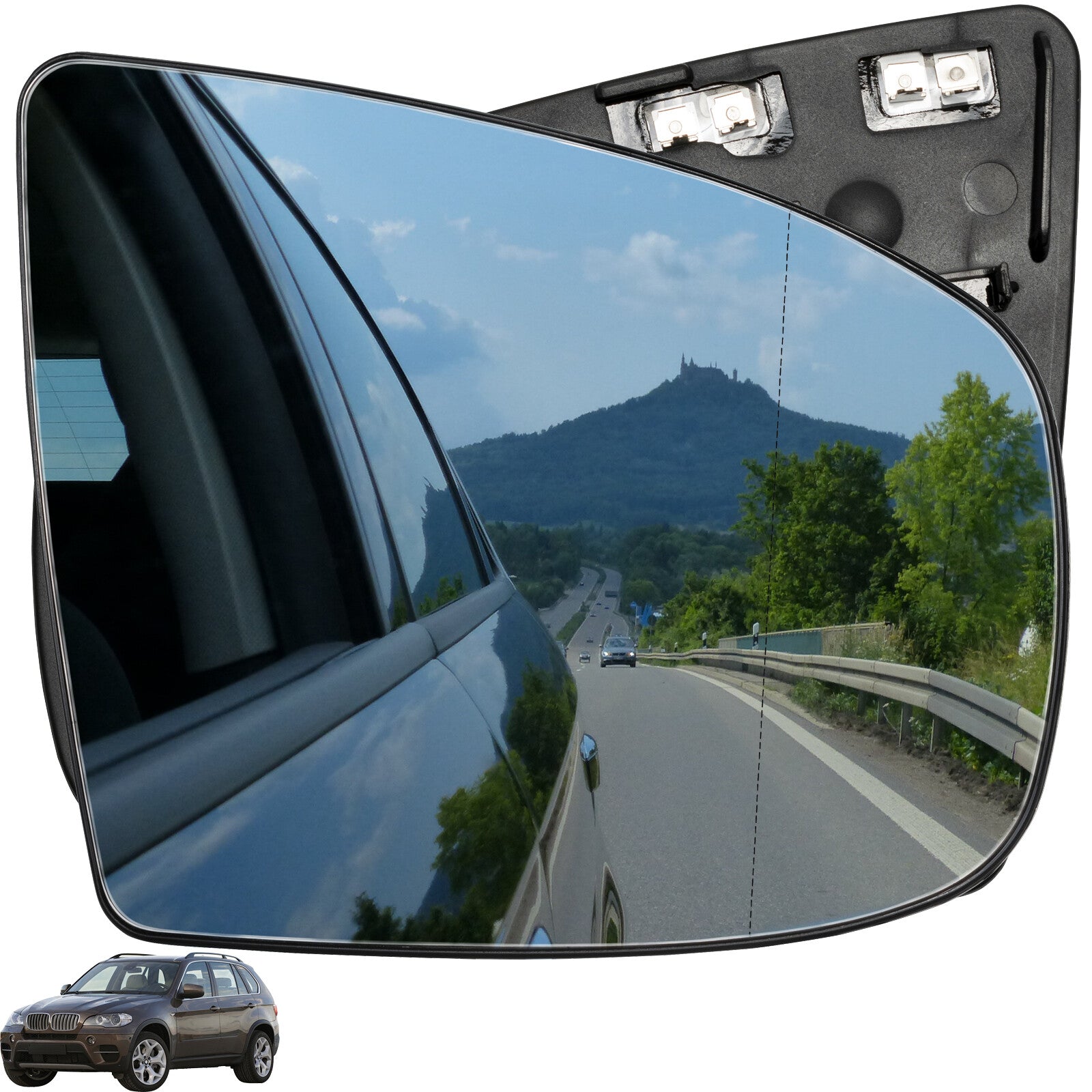 ya 3 6.25.2 for BMW X5 X6 E70 E71 E72 07-14 Right Side Wing Mirror Glass Heated Clip Concex