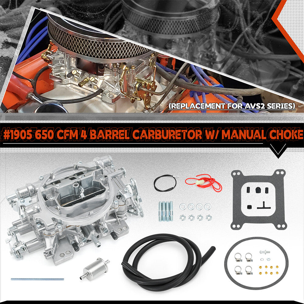 ya 3 6.25.2 For 1905 AVS2 Series for MAN ual Choke 650CFM 4 Barrel Carburetor Carb w/ Gaskets