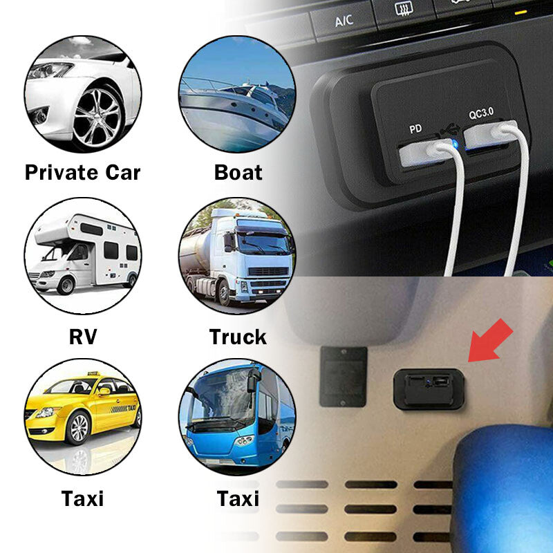 ya 5 8.7 Car Boat Truck Phone Fast for Charger Socket PD USB Type C 12V-24V Power Adapter