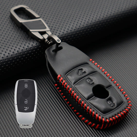 ya 5 6.16 Leather Car Remote Key Fob Case Cover for Mercedes-benz E S Class E300 Key Ring
