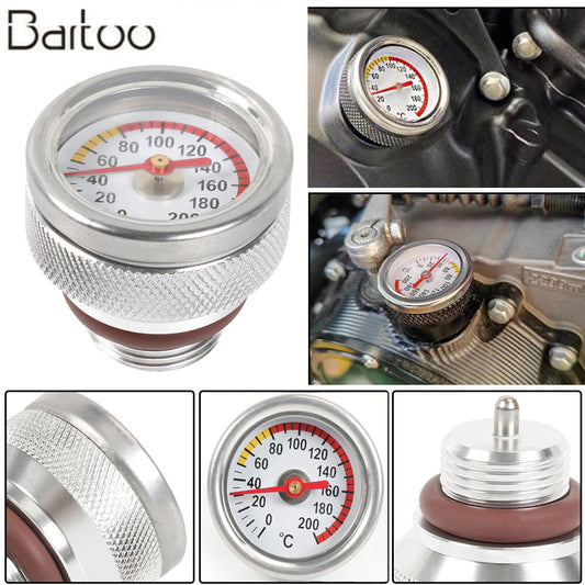 ya 2 7.16 M20x1.5 Oil Temp Temperature Gauge Filler Cap For Motorcycle 0-200Celsius Silver