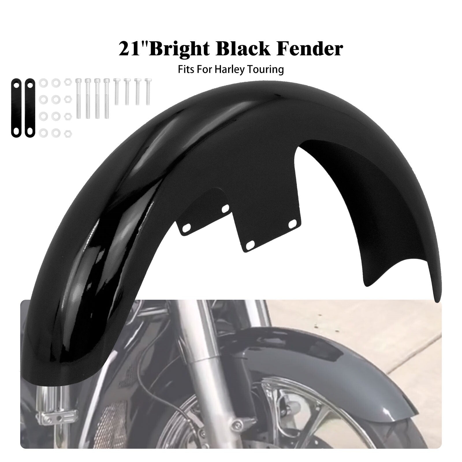 ya 7 6.10.2 Gloss Black 120/ 21 Wrap Front Fender Fit for Harley Touring Electra Road Glide