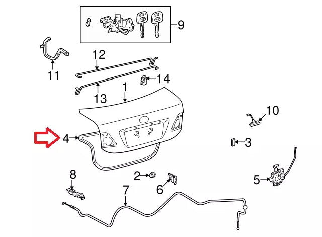 ya 5 8.7 For 2008-03 for Toyota for COROLLA Matrix Rubber Rear Trunk Lid Weatherstrip Seal Gasket