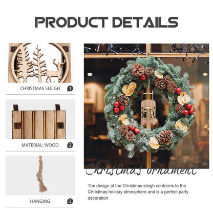 ya 25 12 Pcs Decorative Sled Unfinished Wood Sleigh Pendant Decoration