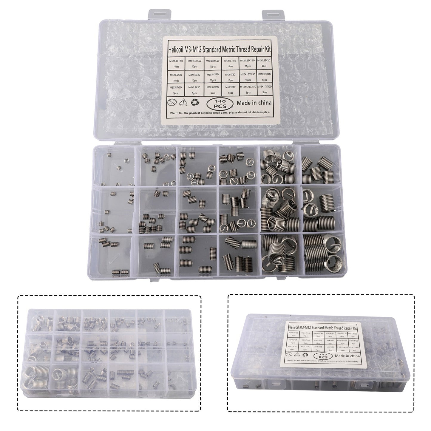 ya 5 8.7 Helicoil Thread Repair Kit Stripped Set With Box Silver Stainless Steel