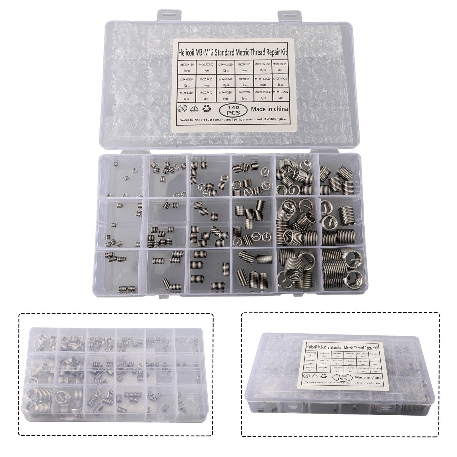 ya 5 8.7 Helicoil Thread Repair Kit Stripped Set With Box Silver Stainless Steel