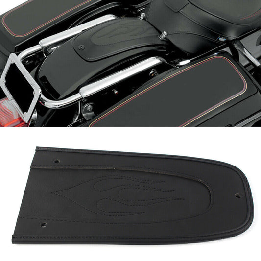 ya 2 6.27 Moto Drag Flame Stitch Leather Rear Fender Bib Fits for Harley Touring 1997-17 Black