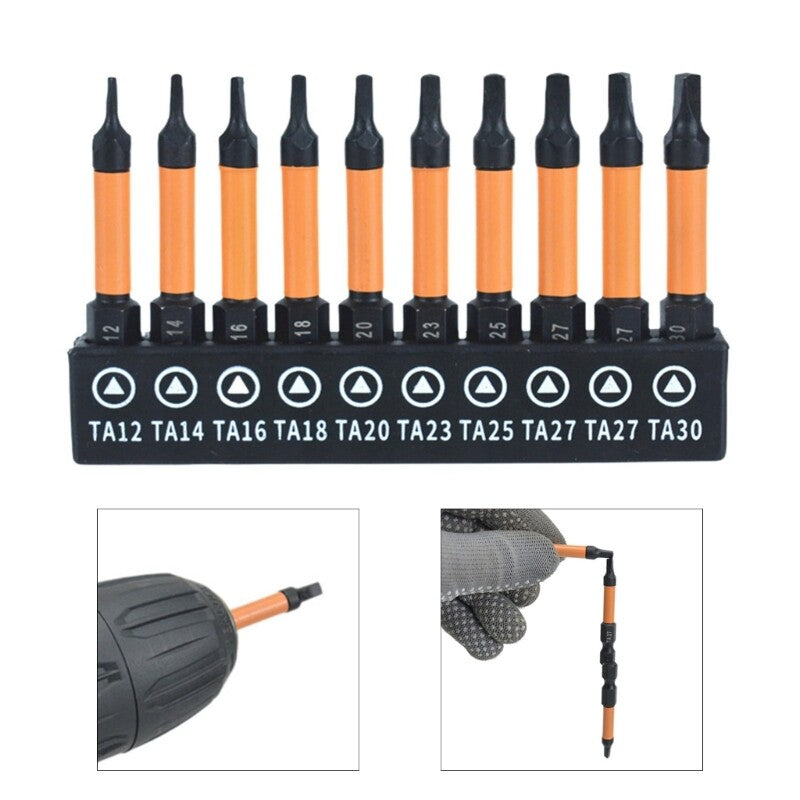 ya 26 10Pieces AntiSlip Triangles Screwdriver Drill Bit For Professio l Use TA27 TA27